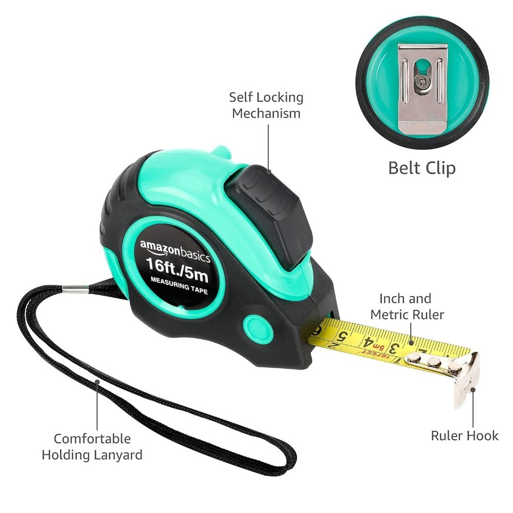 Tape Measure - 16 ft / 192 in, Turquoise - Picture 3 of 7